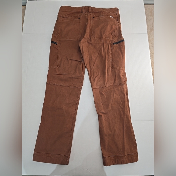 Duluth Trading Flex Fire Hose Pants Mens 36x32 Brown/ Copper Zipper Pockets A7 - Picture 4 of 6